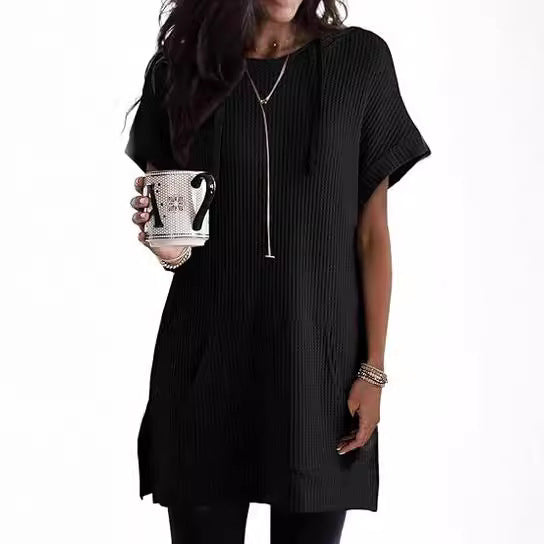 Damen lässiges Hoodie-Kleid mit praktischer Kängurutasche und Relaxed-Fit GR