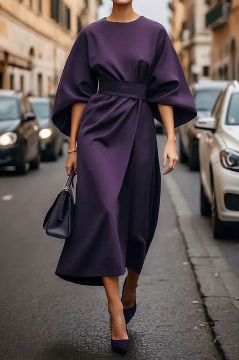 Women's elegant maxi dress with puff sleeves and a tailored cut, size [size missing]