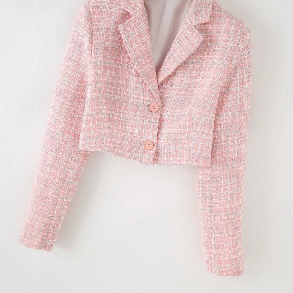 GR | Long-sleeved suit top & short skirt set