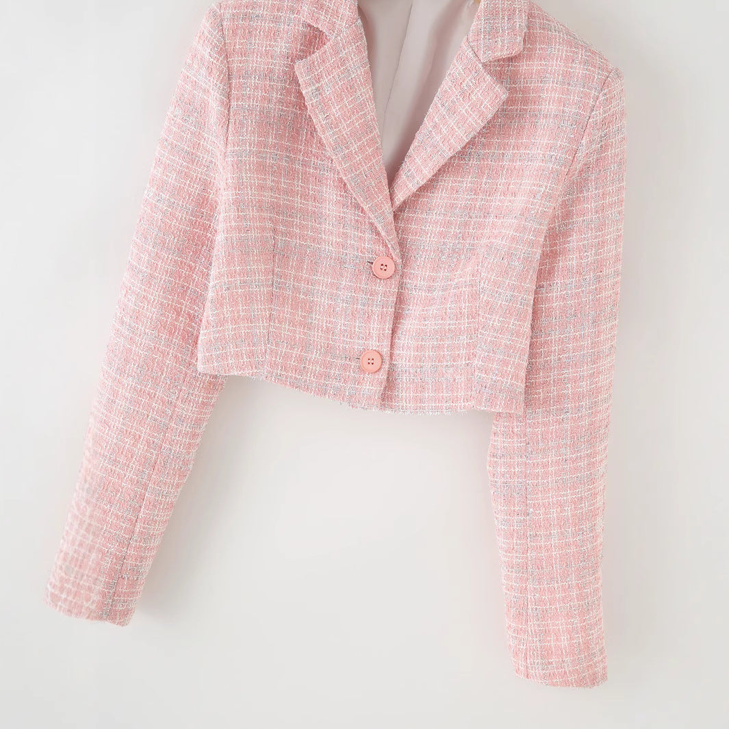 GR | Long-sleeved suit top & short skirt set