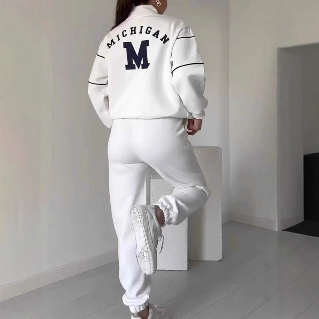 Damen sportliches Fleece-Anzugset mit Stehkragen und praktischen Taschen GR