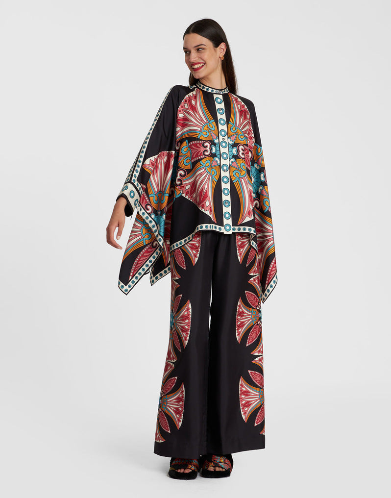 GR | Stand-up collar top and trouser set 