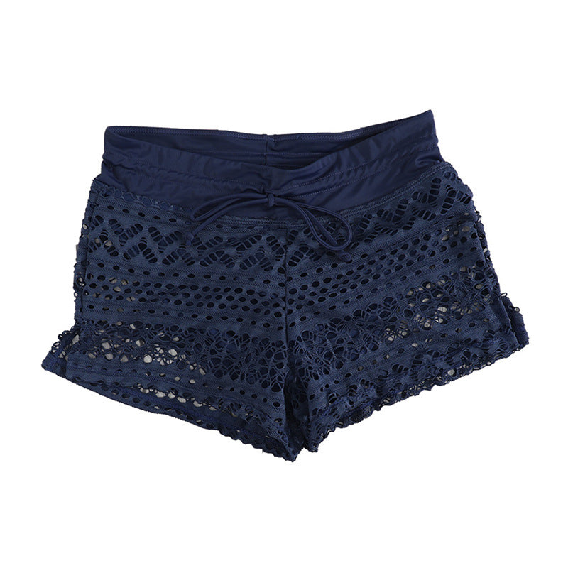 Women's swim shorts with attractive crochet pattern and adjustable waistband, size [size]