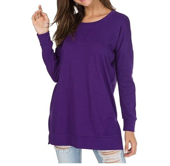 GR | Einfarbiges Rundhals-Casual-Top