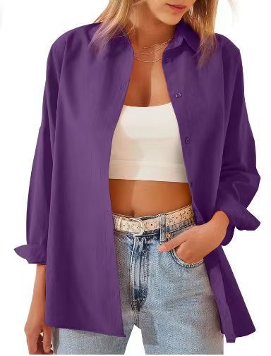 Women's relaxed-fit shirt blouse with long sleeves and modern details, size S