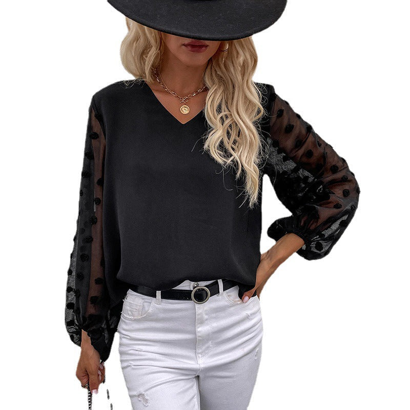 Damen Bluse mit eleganten Puffärmeln und strukturiertem Obermaterial GR