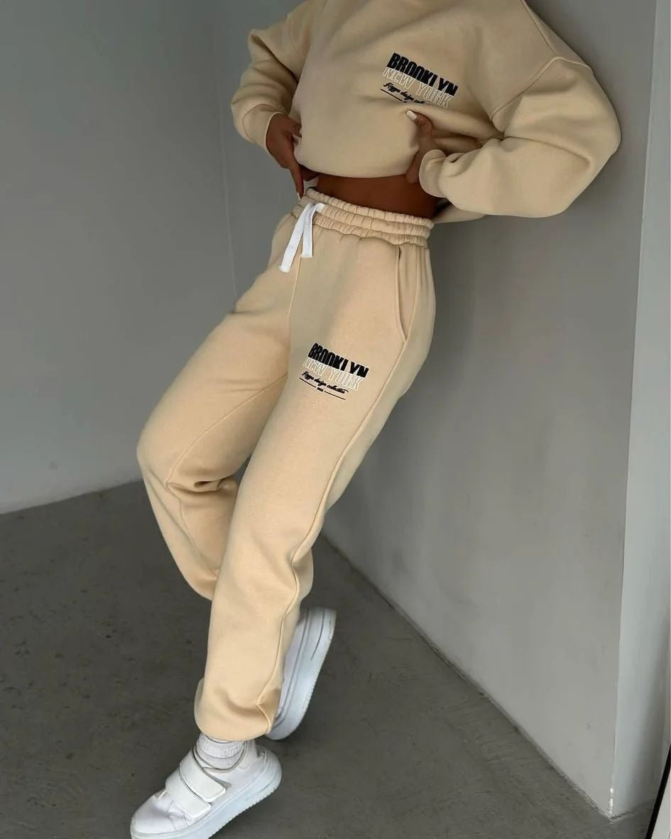 Damen lässiger Fleece-Hoodie und Jogginghose Set mit praktischem Kordelzug und hochwertiger Baumwollmischung GR