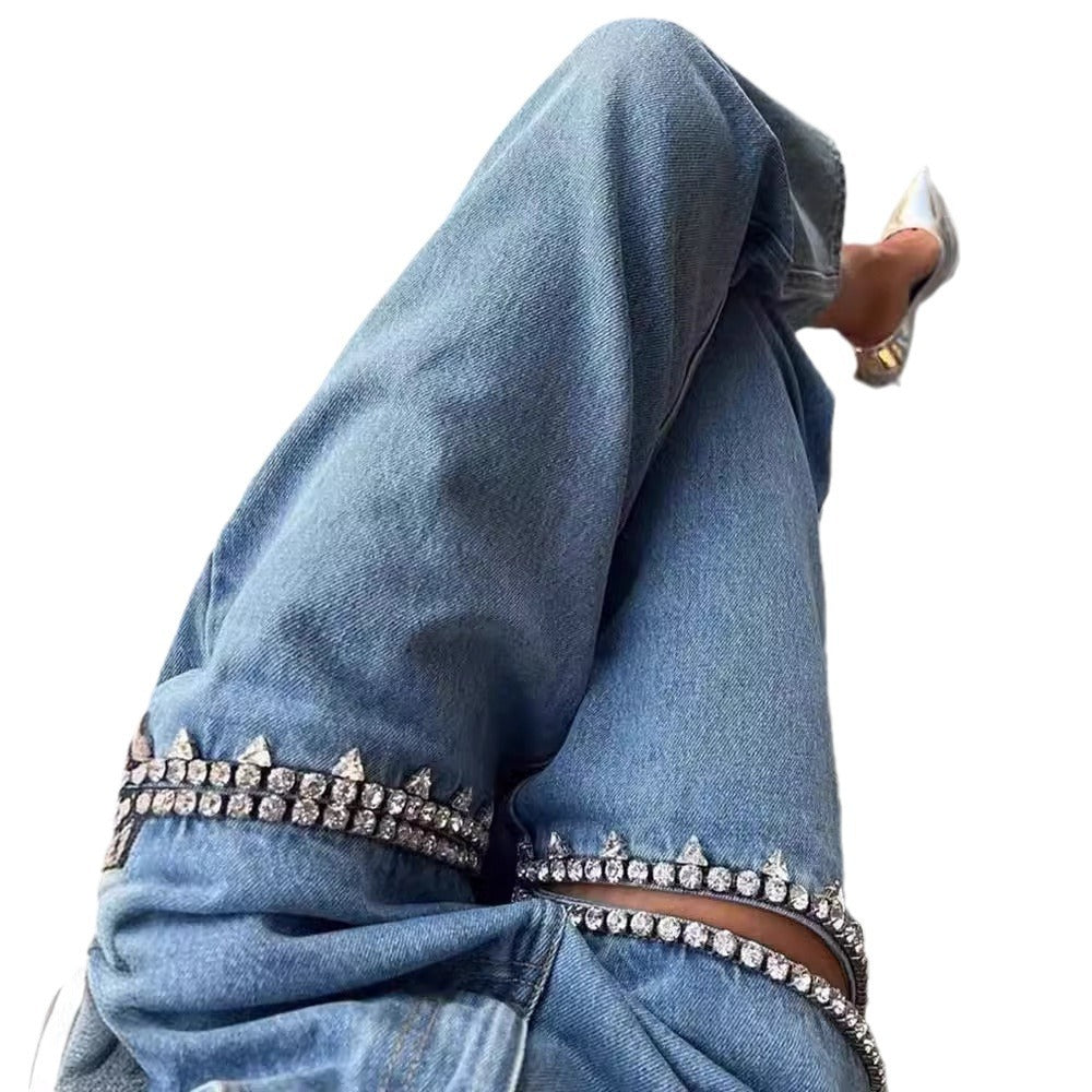 GR Damenjeans mit Löchern, gerader Schnitt