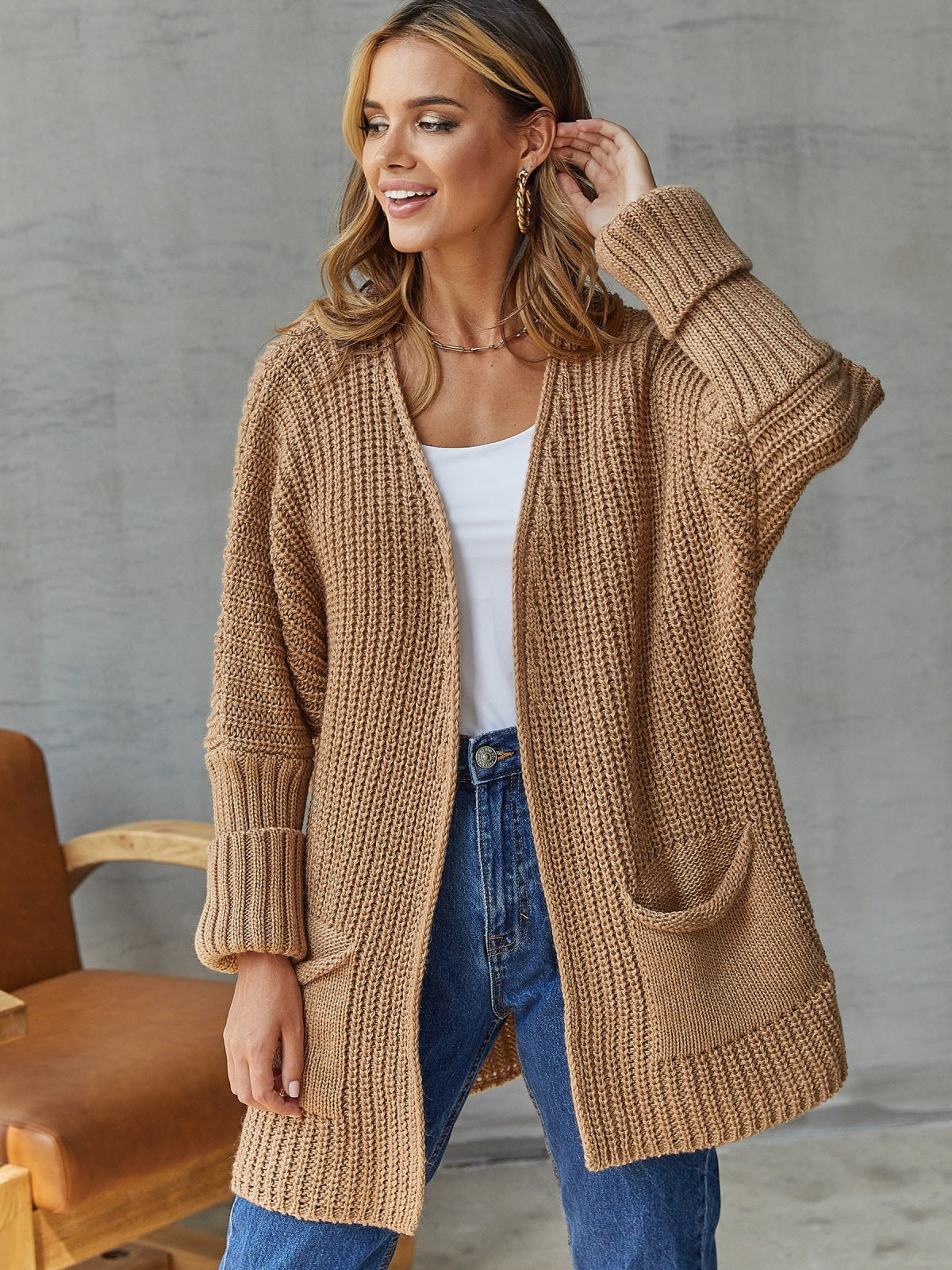 GR | Übergroßer Strickstrickjacke Für Komfortable Styles