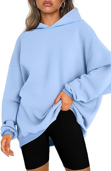 Damen oversized Kapuzenpullover mit seitlichen Schlitzen GR