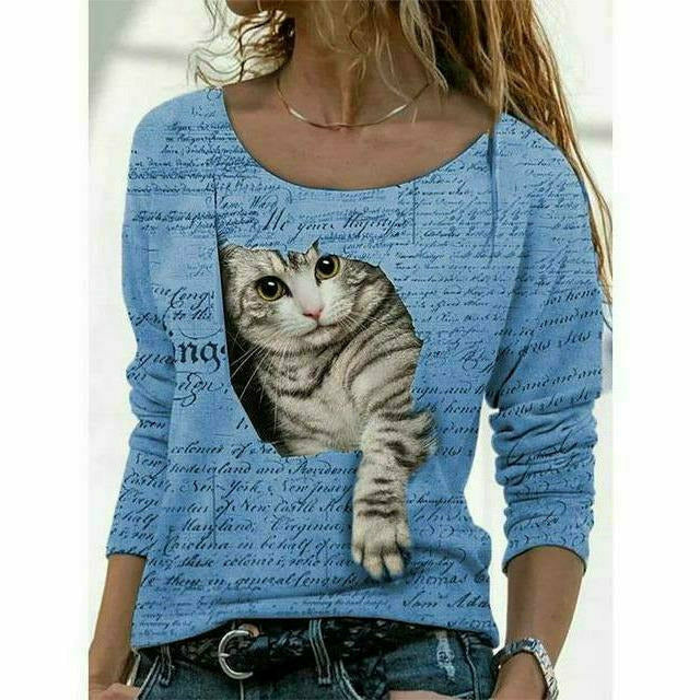 GR | Modernes T-Shirt mit Katzenprint