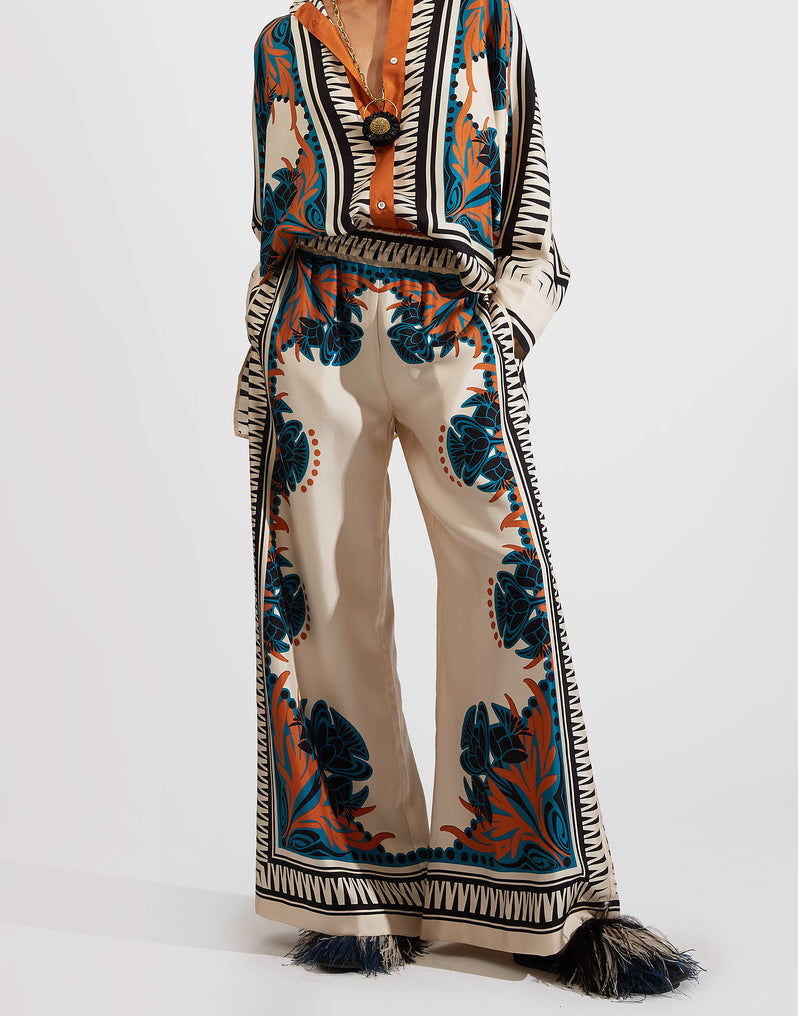 GR | Stand-up collar top and trouser set 