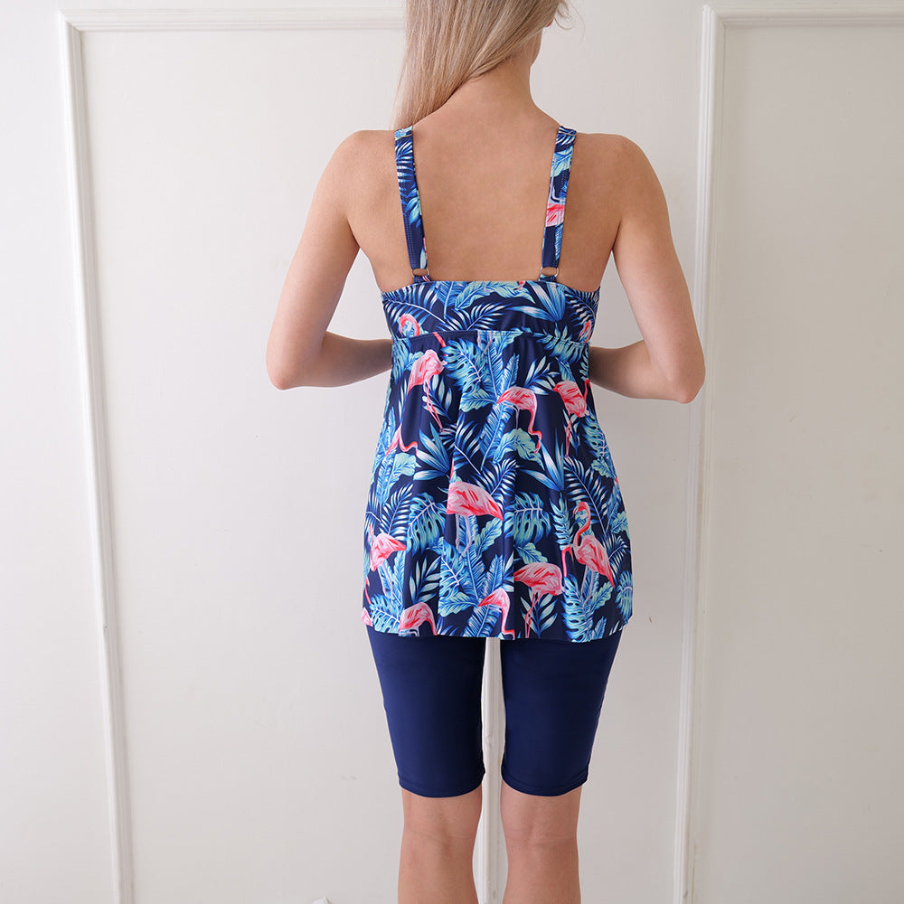 GR | Women's tankini set with floral top and sporty shorts