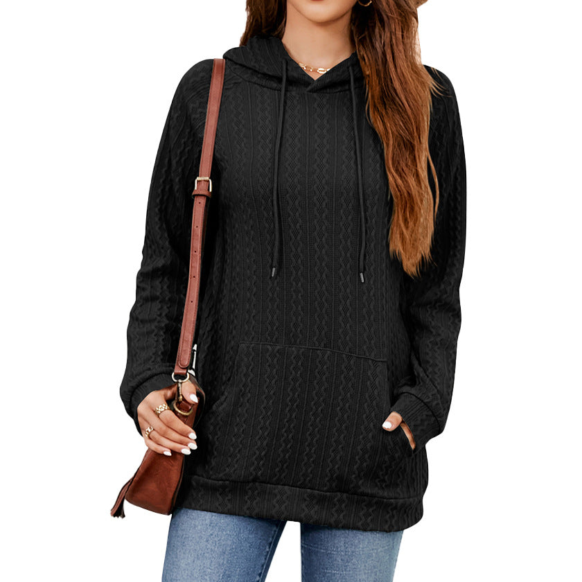 Damen Hoodie mit strukturiertem Muster und praktischer Kängurutasche GR