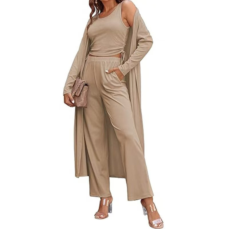 GR | Knitted vest with pockets, three-piece set 