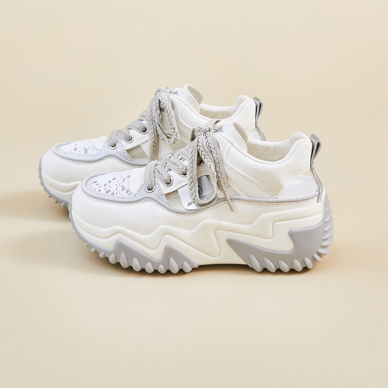 GR - Women's breathable vulcanized platform sneakers with thick sole 