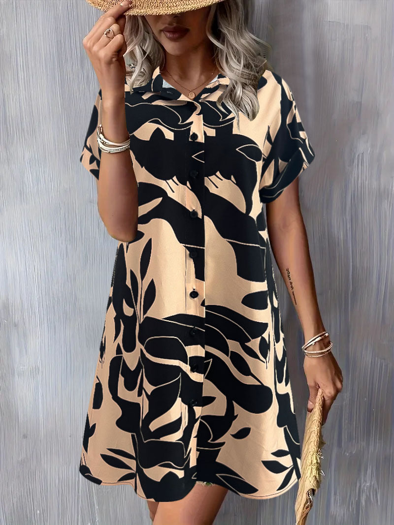Damen Blusenkleid mit Knopfleiste und floralem Muster GR