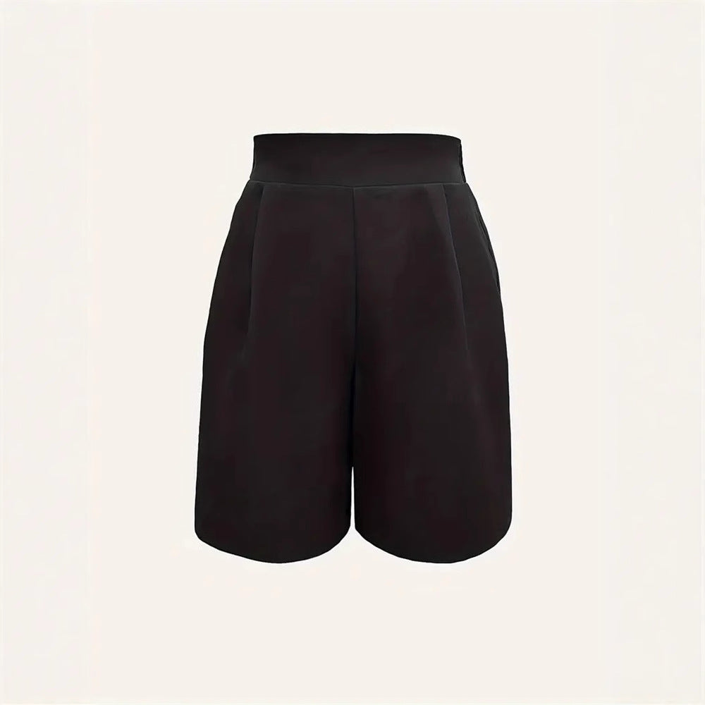 Damen Elegante High-Waist Shorts mit dekorativen Falten GR