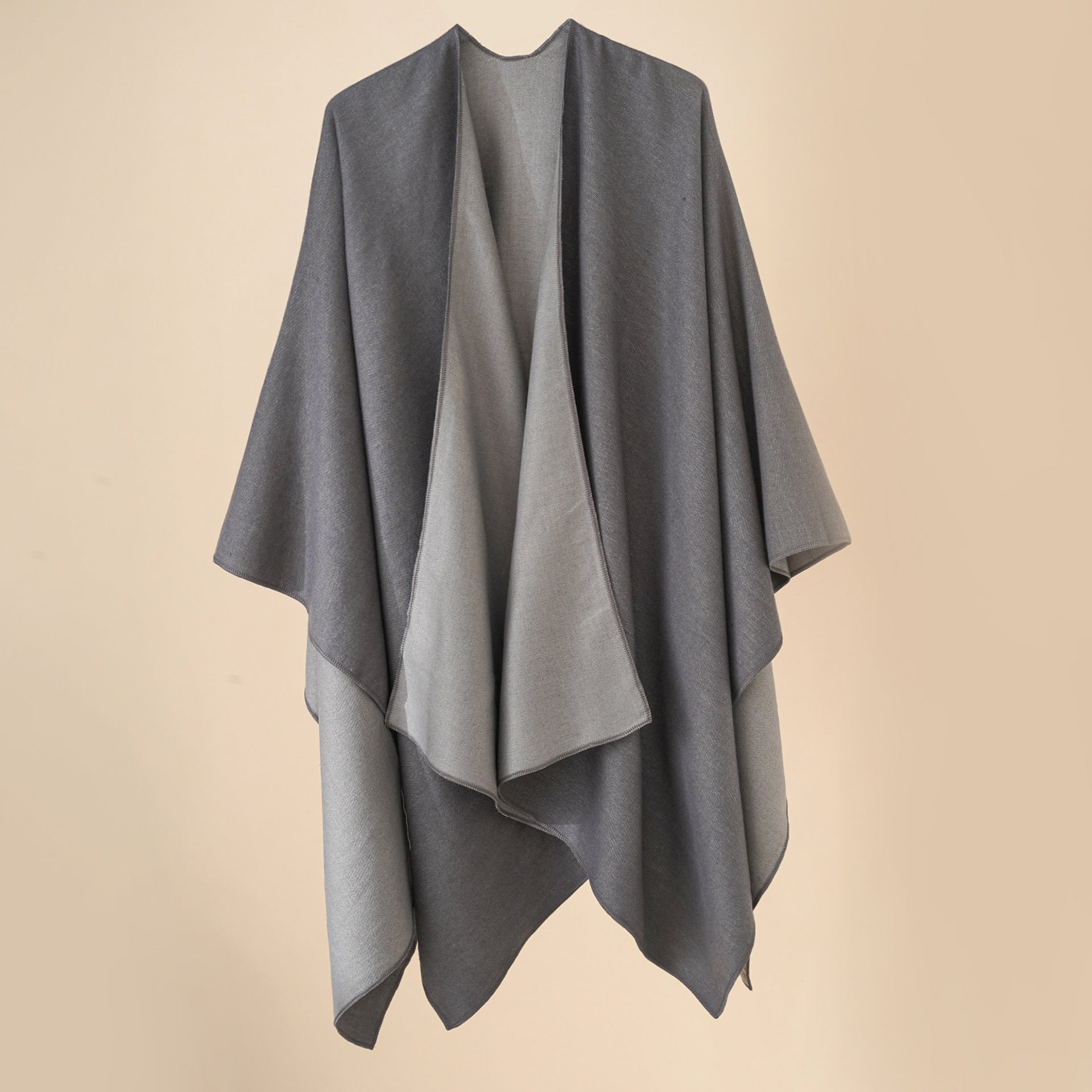 Damen Wohlfühl-Poncho aus weichem Wollmix mit elegantem Schnitt GR