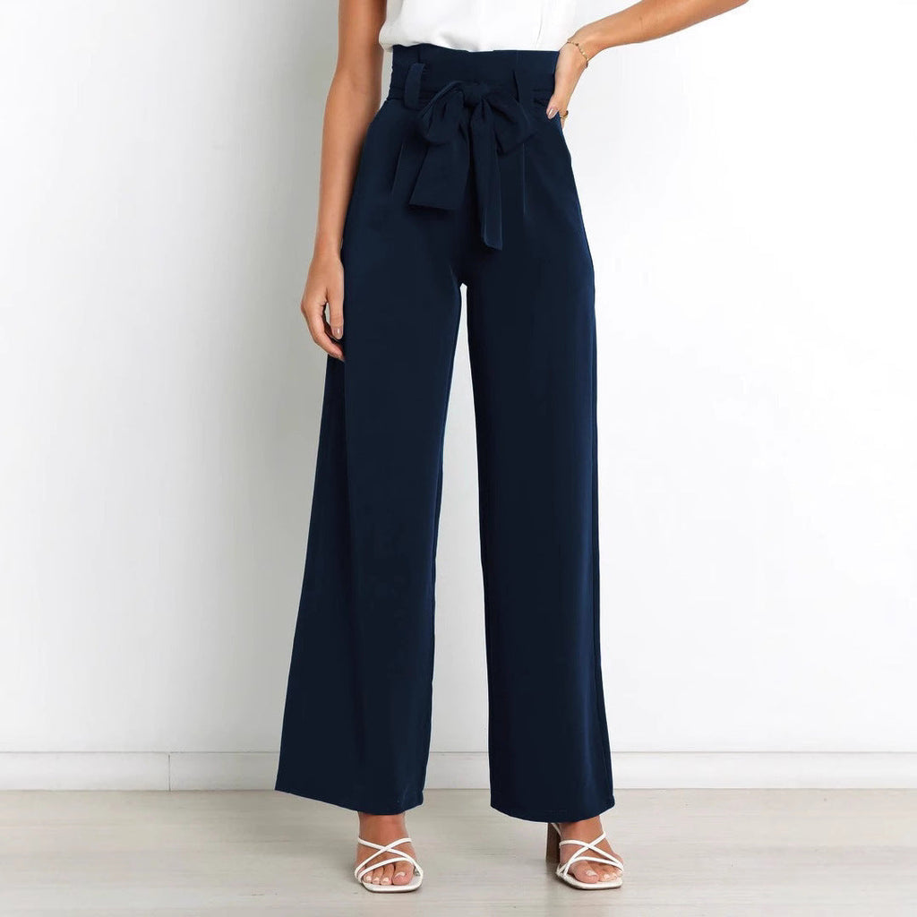 Damen elegante weite Stoffhose mit Taillengürtel GR
