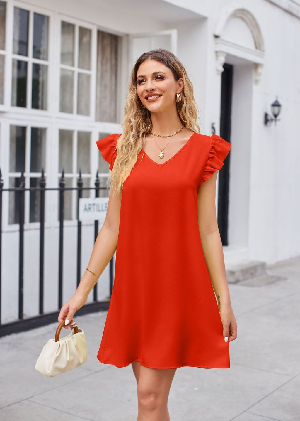 GR | Puffärmel Locker Bequem Modisch Kleid