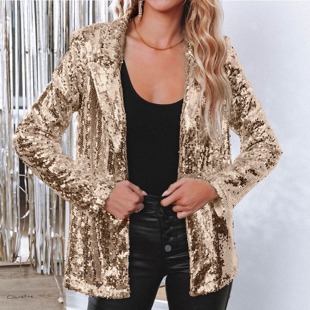 Women's elegant sequined blazer with shimmering finish, size GR