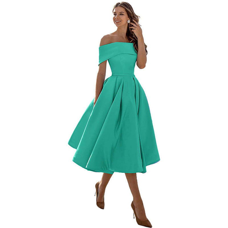 GR | Vielseitiges Trägerloses Satin-Kleid Für Partys