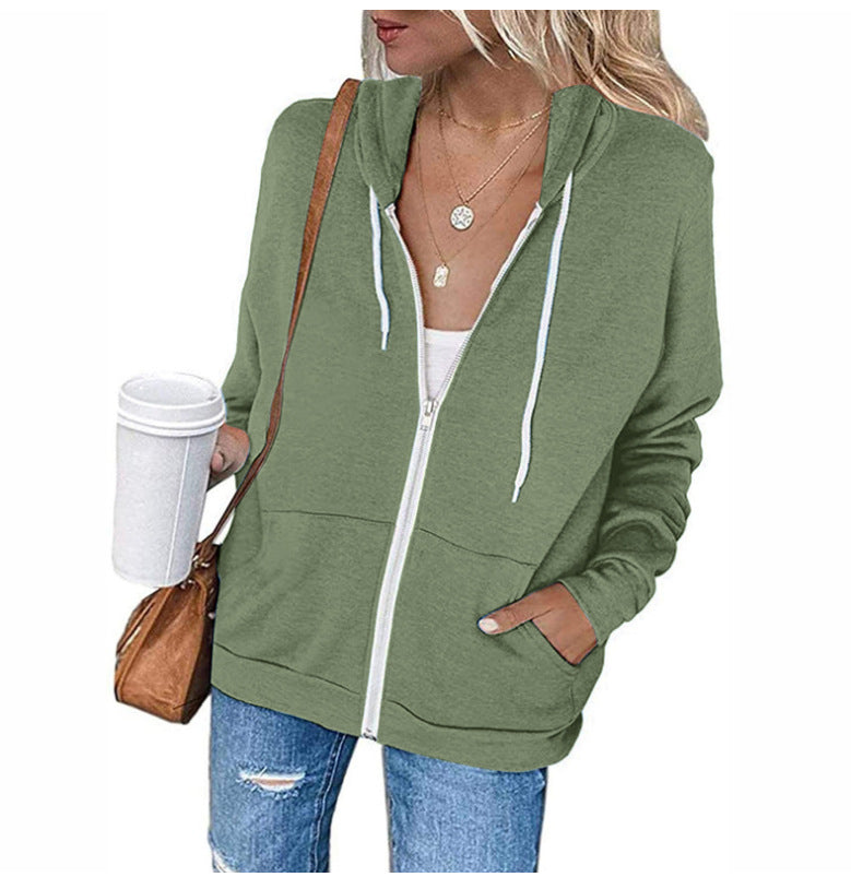 Damen lässiger Kapuzenpullover mit durchgehendem Reißverschluss und praktischen Taschen GR
