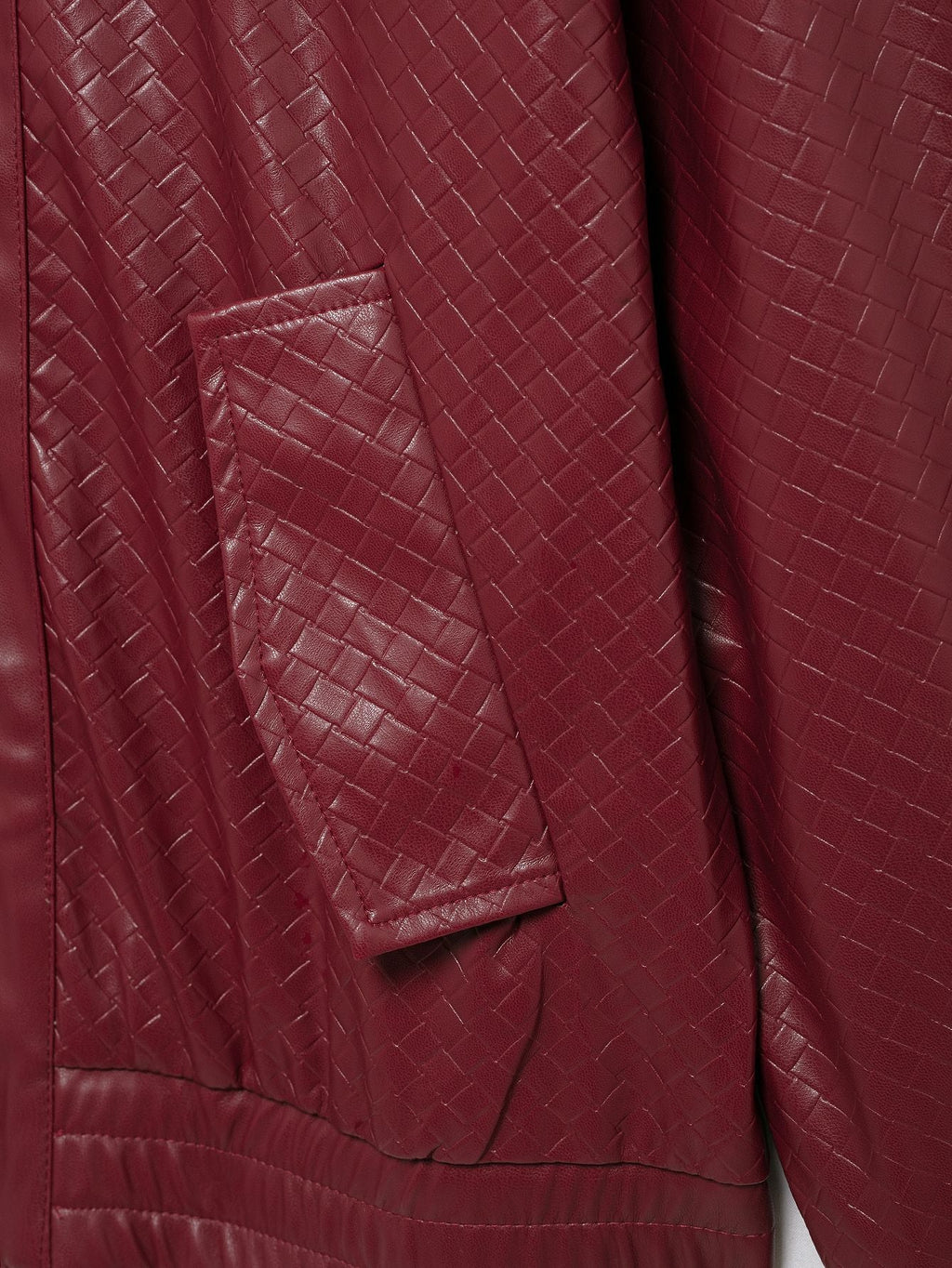 GR | Woven Faux Leather Bomber Jacket