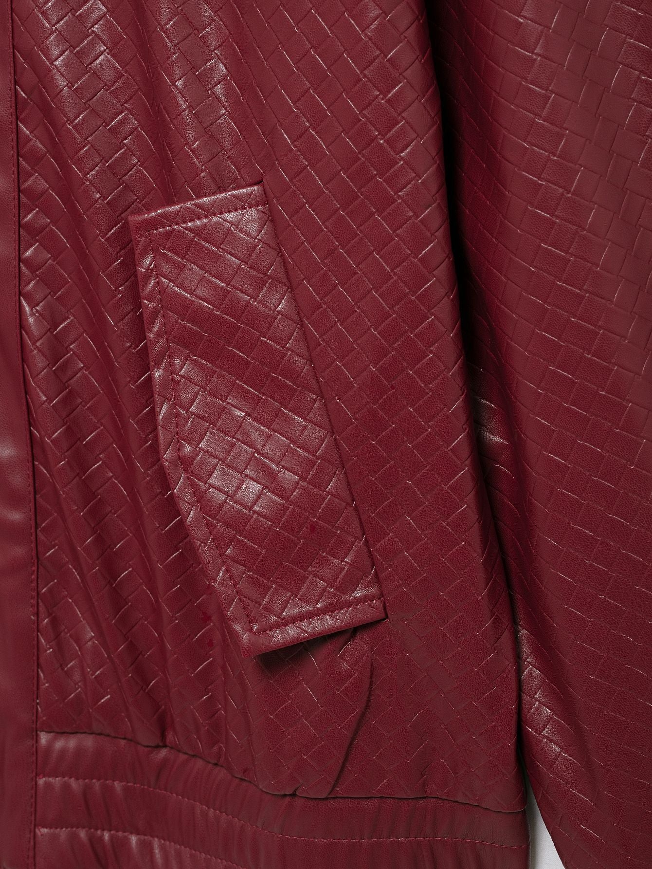 GR | Woven Faux Leather Bomber Jacket