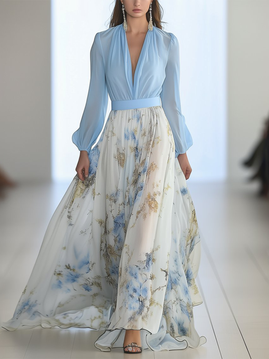 GR | Iridescent Floral Print Maxi Dress