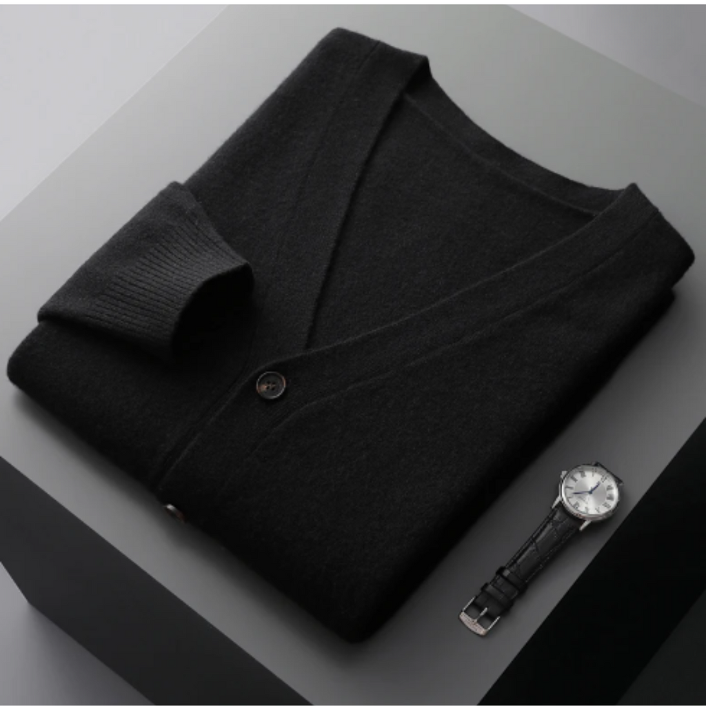 GR | Cashmere Strickjacke V-ausschnitt Knopfverschluss Weicher Leichter Strick