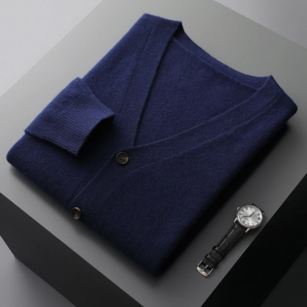 GR | Cashmere Strickjacke V-ausschnitt Knopfverschluss Weicher Leichter Strick