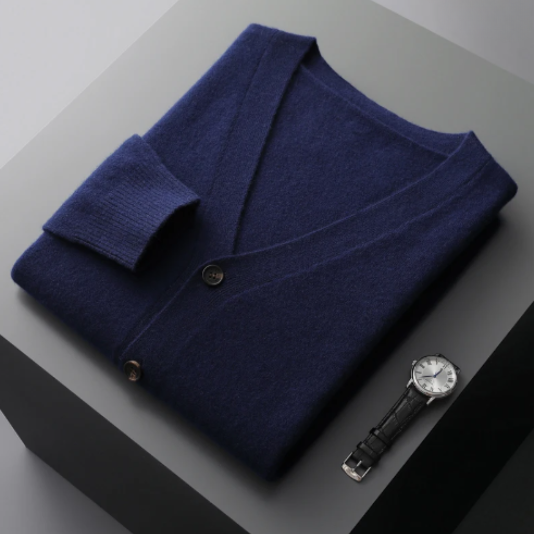 GR | Cashmere Strickjacke V-ausschnitt Knopfverschluss Weicher Leichter Strick