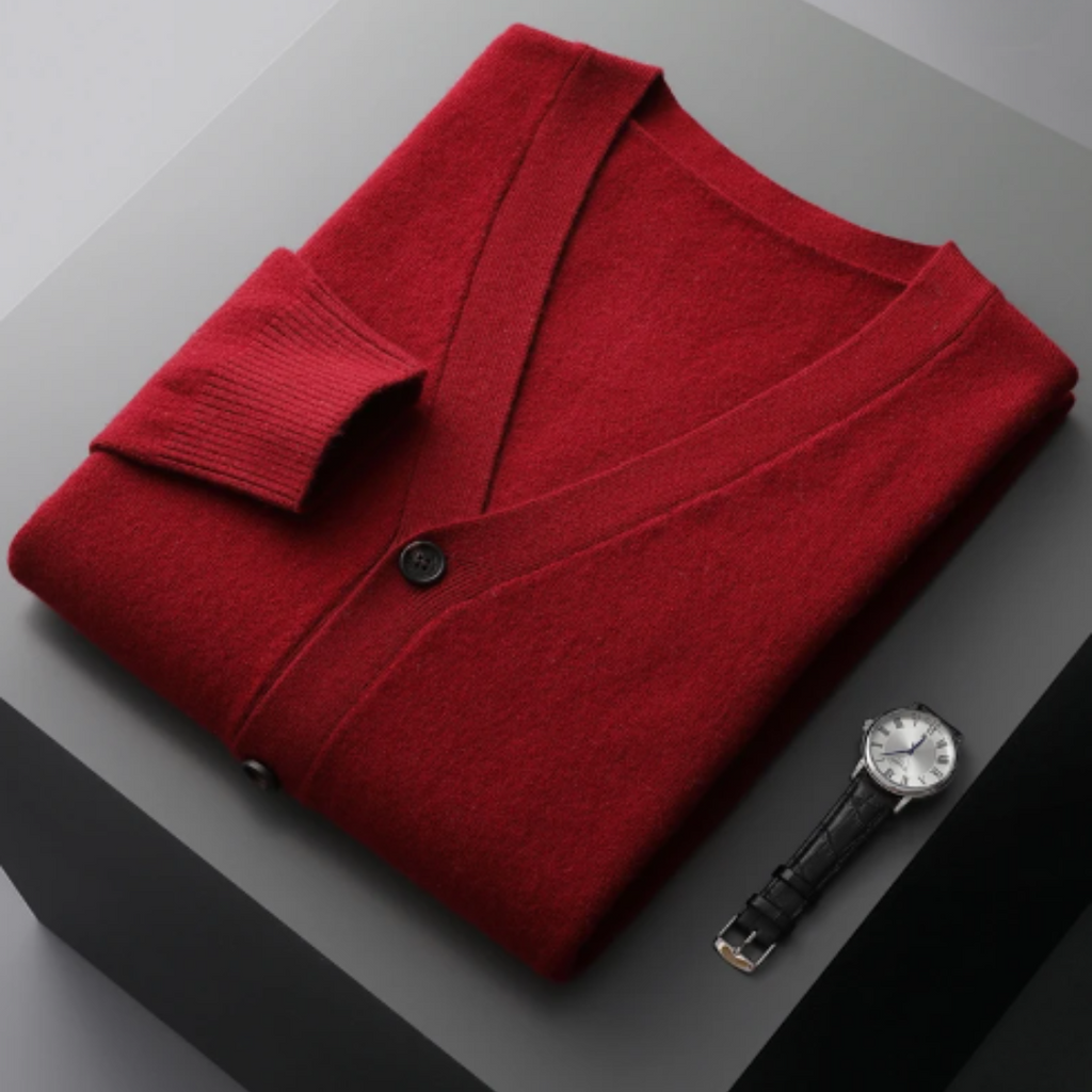 GR | Cashmere Strickjacke V-ausschnitt Knopfverschluss Weicher Leichter Strick