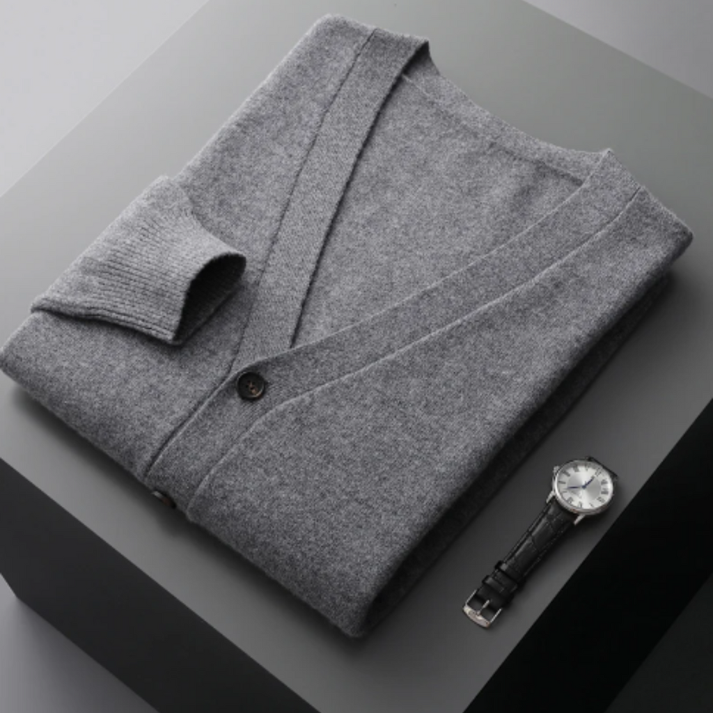 GR | Cashmere Strickjacke V-ausschnitt Knopfverschluss Weicher Leichter Strick