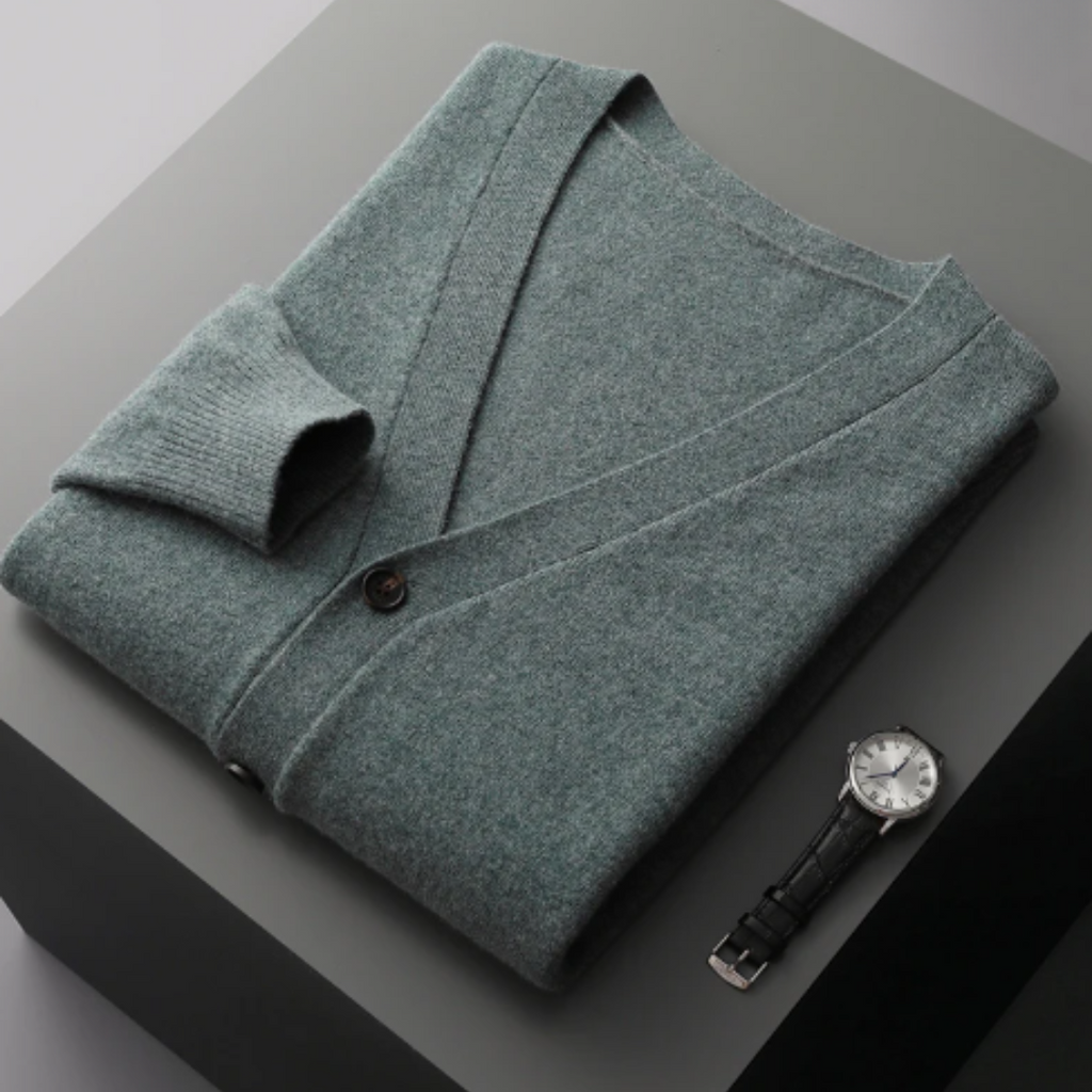 GR | Cashmere Strickjacke V-ausschnitt Knopfverschluss Weicher Leichter Strick