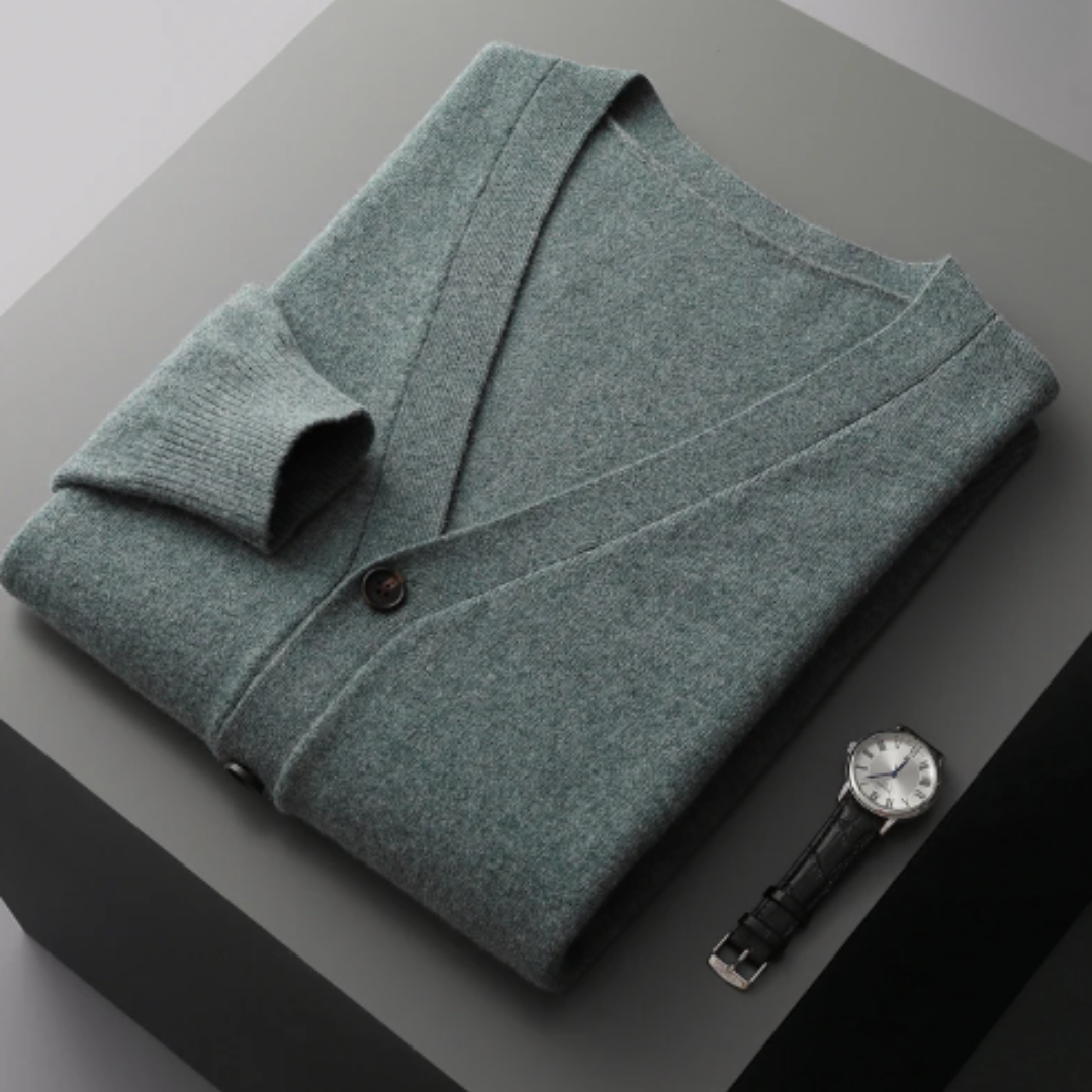 GR | Cashmere Strickjacke V-ausschnitt Knopfverschluss Weicher Leichter Strick