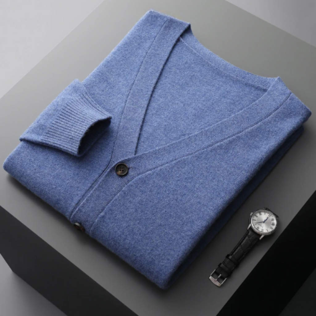 GR | Cashmere Strickjacke V-ausschnitt Knopfverschluss Weicher Leichter Strick