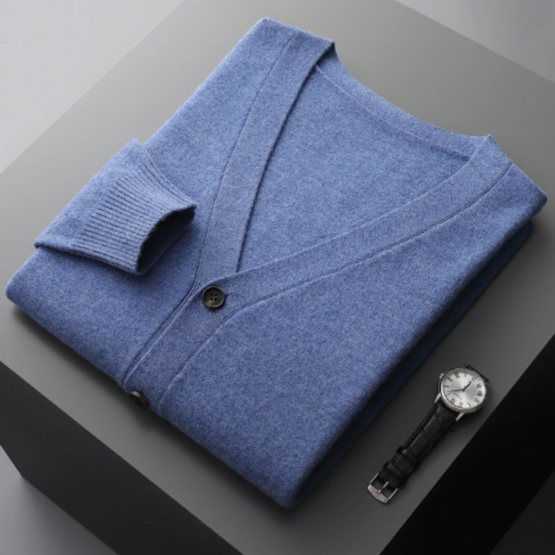 GR | Cashmere Strickjacke V-ausschnitt Knopfverschluss Weicher Leichter Strick