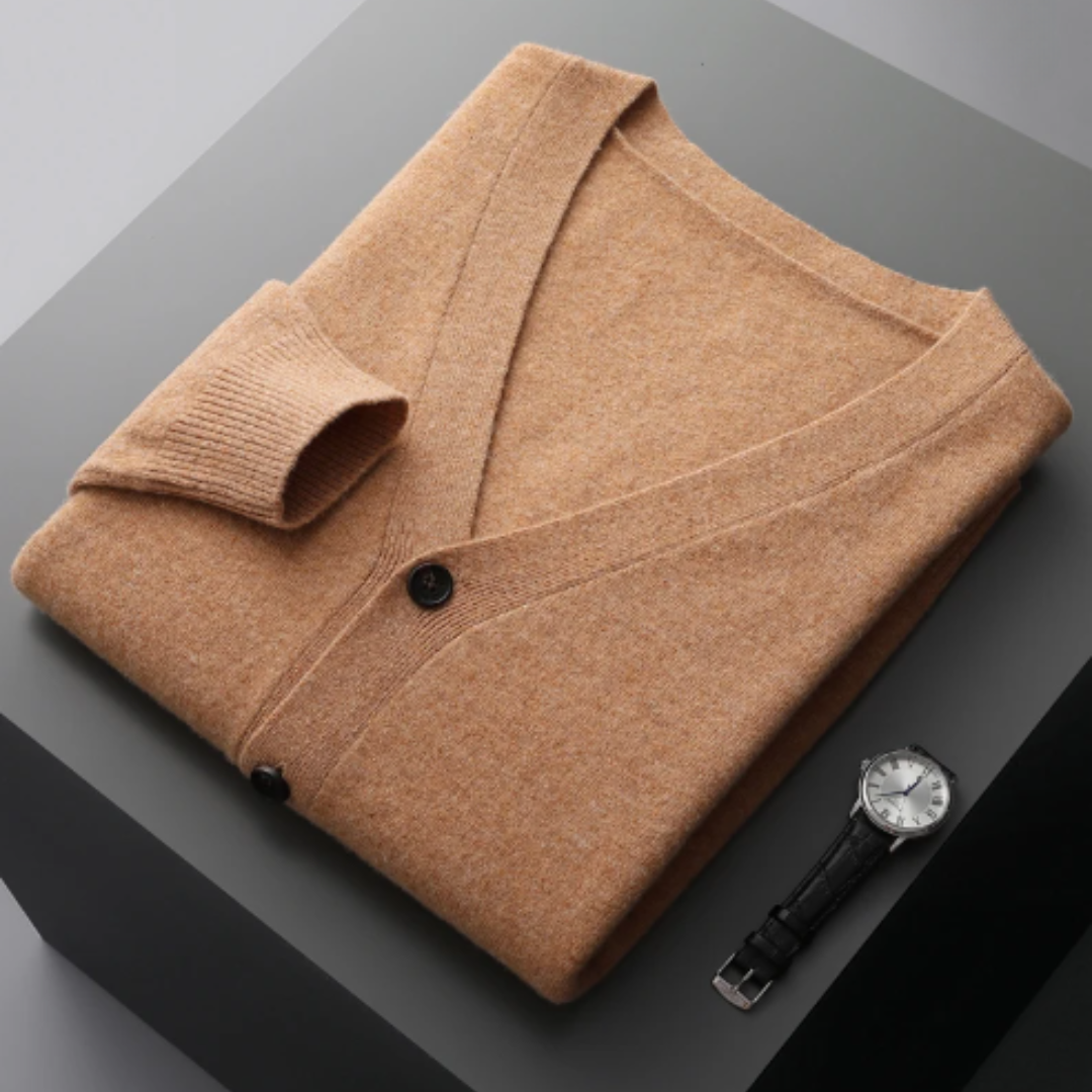 GR | Cashmere Strickjacke V-ausschnitt Knopfverschluss Weicher Leichter Strick