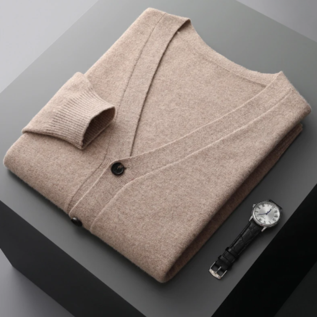 GR | Cashmere Strickjacke V-ausschnitt Knopfverschluss Weicher Leichter Strick