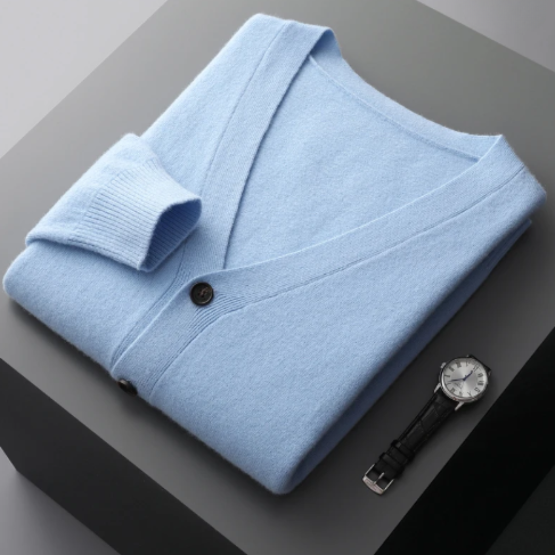 GR | Cashmere Strickjacke V-ausschnitt Knopfverschluss Weicher Leichter Strick