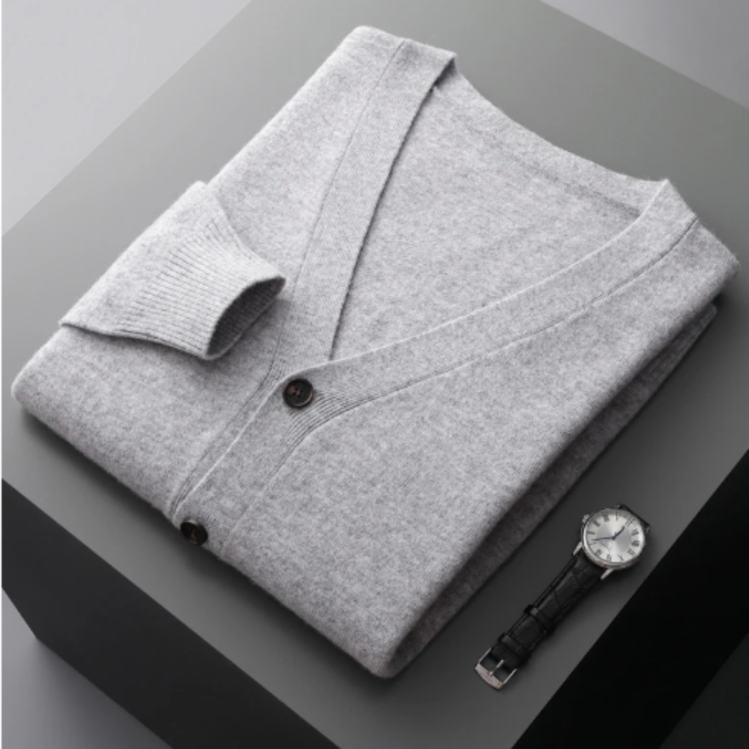 GR | Cashmere Strickjacke V-ausschnitt Knopfverschluss Weicher Leichter Strick
