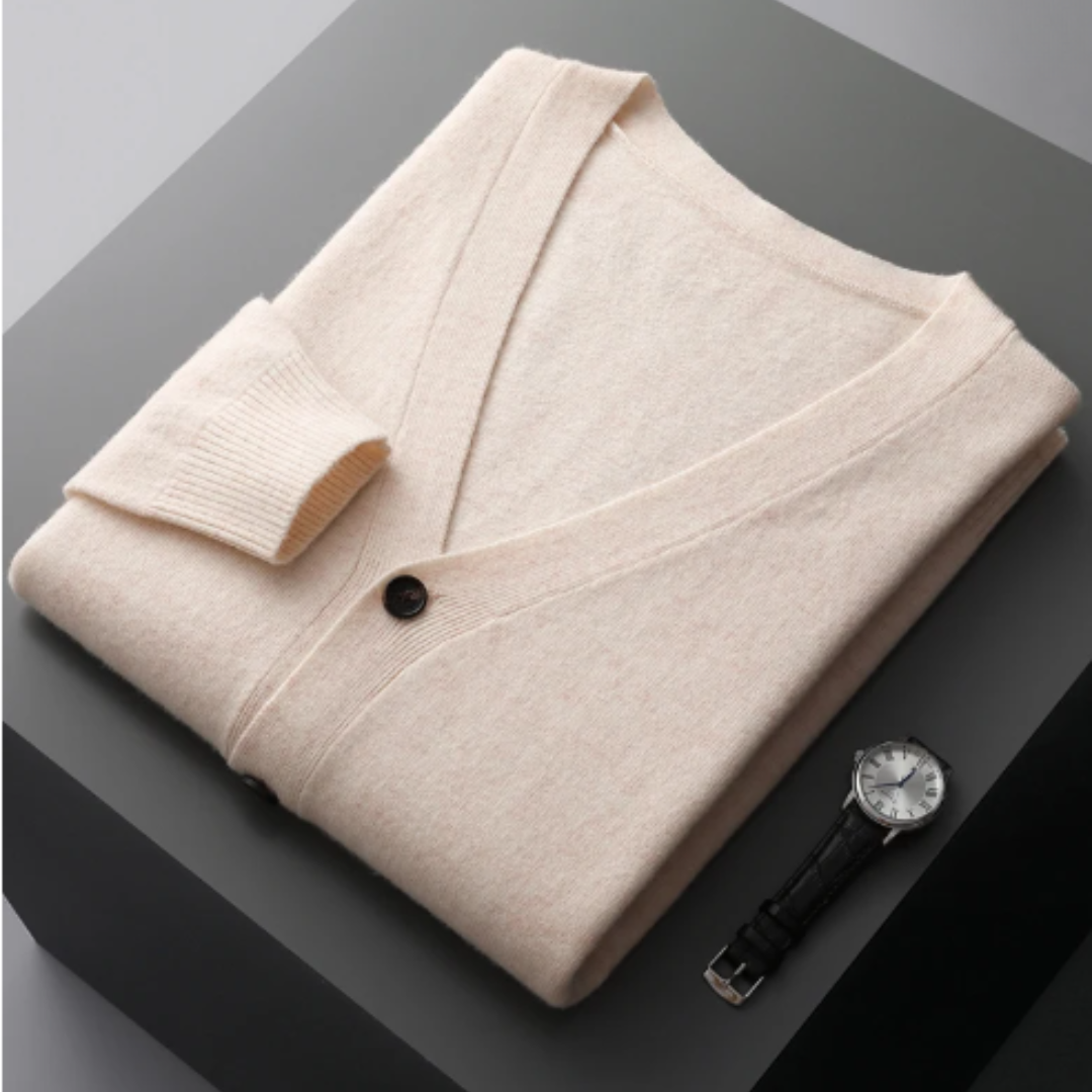 GR | Cashmere Strickjacke V-ausschnitt Knopfverschluss Weicher Leichter Strick