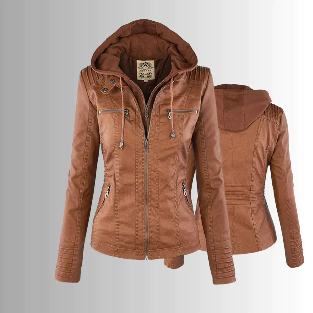 GR | Elegant hooded motorcycle jacket made of high-quality leather