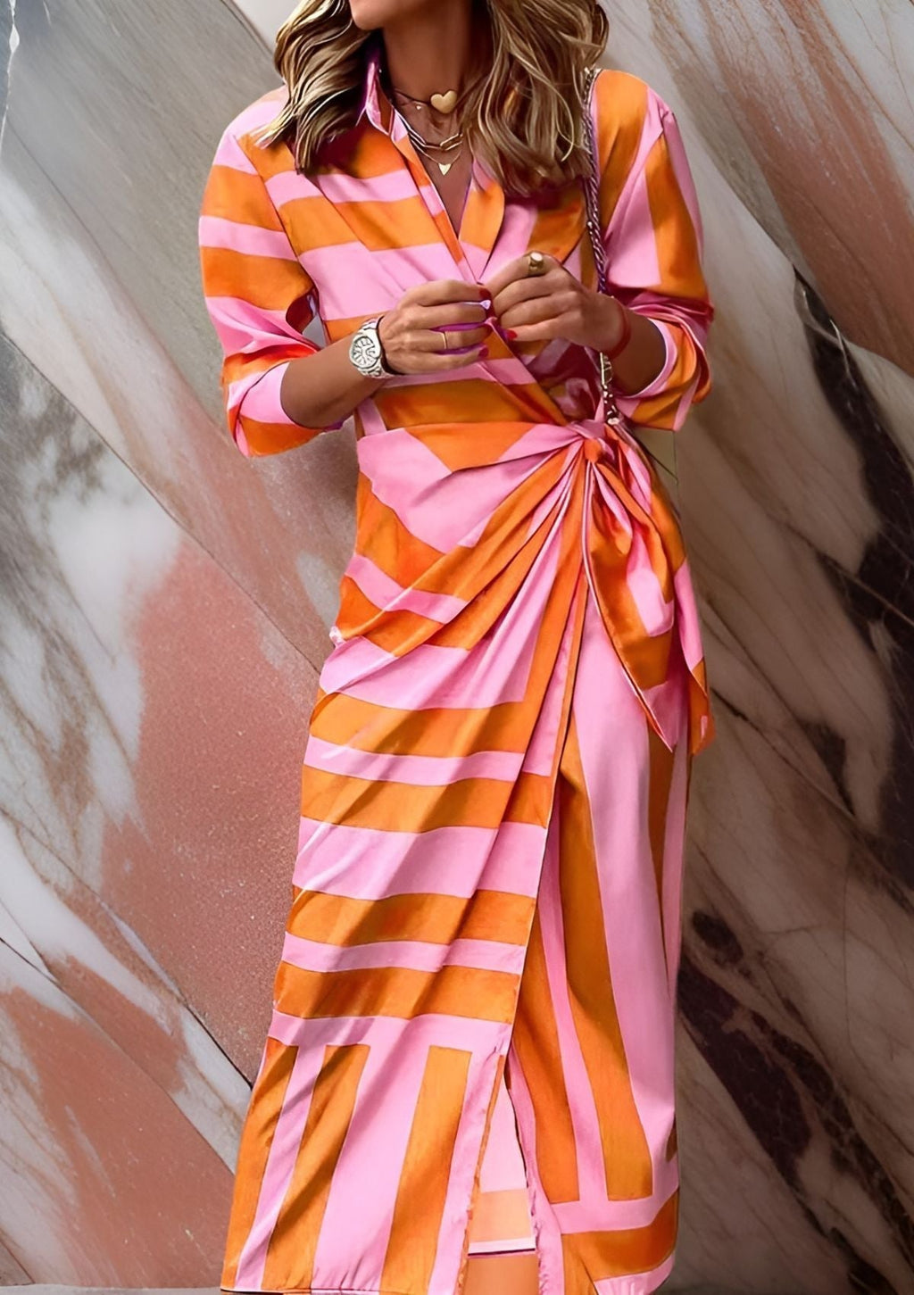 GR | Striped wrap dress