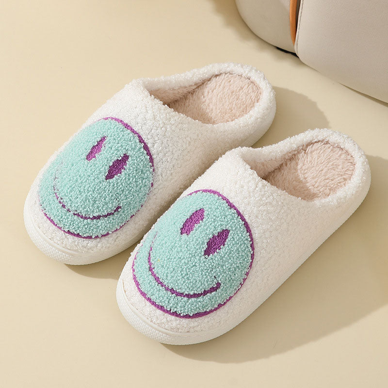 GR Large Smiley Pattern Fur Slippers