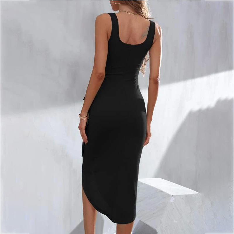 GR | Elegantes Midikleid mit asymmetrischem Bindegürtel