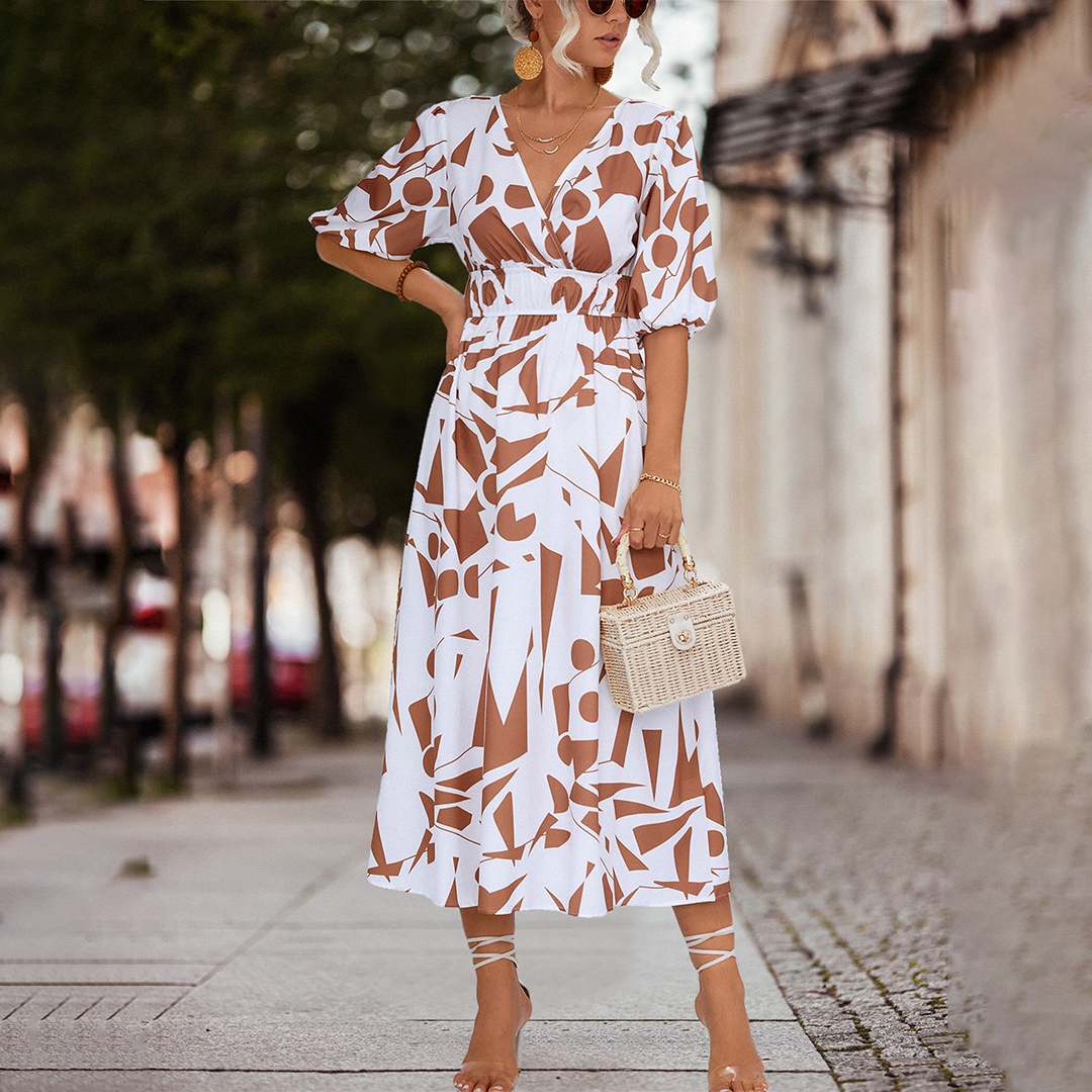 GR | Midikleid Mit V-Ausschnitt Für Frauen
